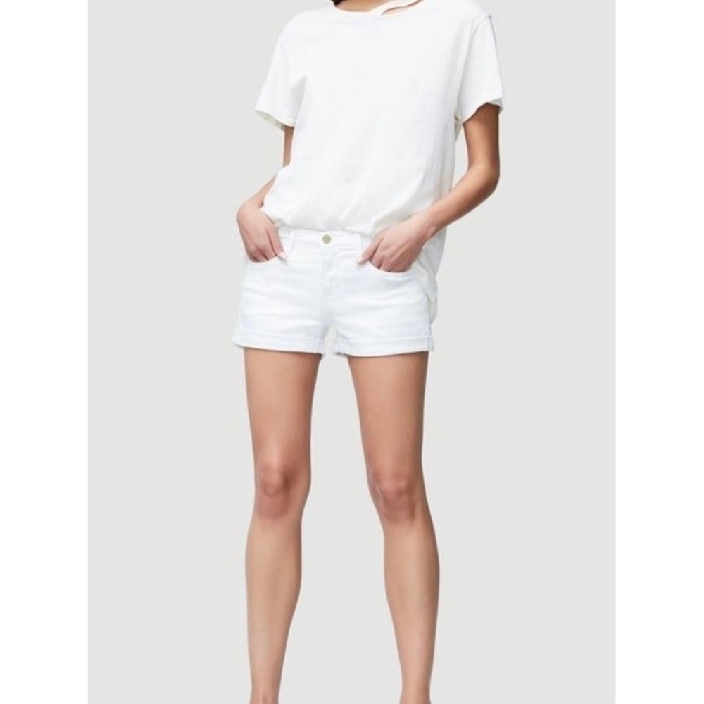FRAME Le Cutoff Denim Shorts‎ Blanc White Size 28 LCS711 Frayed Hem Stretch